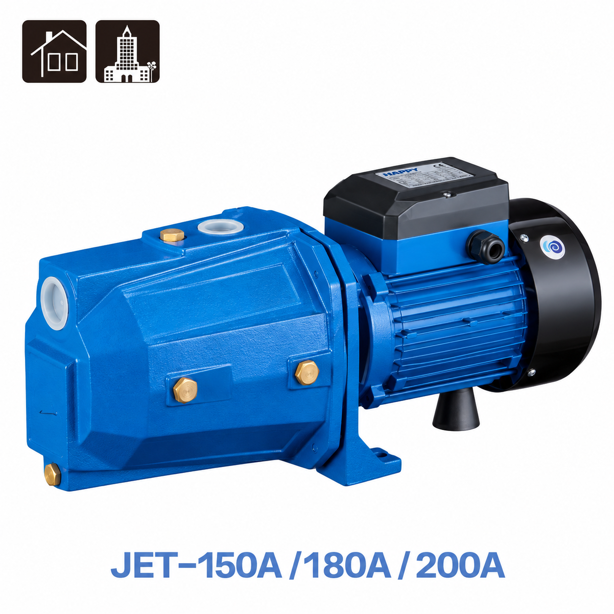 HAPPY Pompes JET Série A JET80A JET100A JET180A JET200A 0.75HP à 2HP – Pompes de surface | SQES Tunisie
