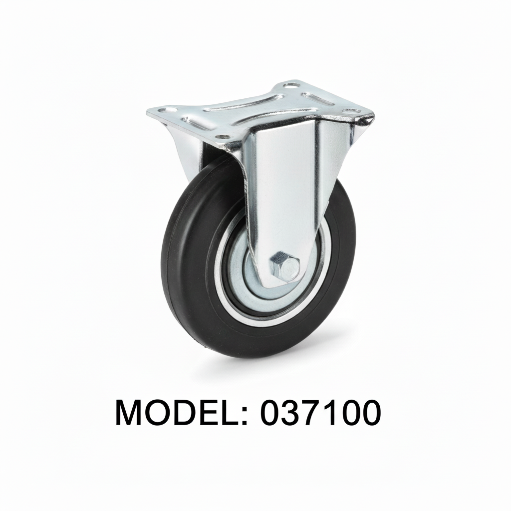 Roue caoutchouc industriel fixe 100mm noir 037100 - photo professionnelle