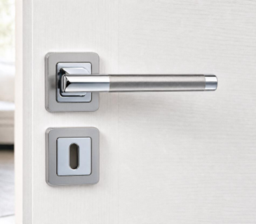 Poignée porte sur rosace carrée MARIANA CARRÉ chromé RIVE BLOC 2 pièces PT GT WC sur porte blanche – sqes menzah 8 bricolage meilleur prix en tunisie