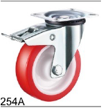 ROUE ACIER INOXYDABLE PIVOTANTE+FREIN 80 ROUGE 254080A