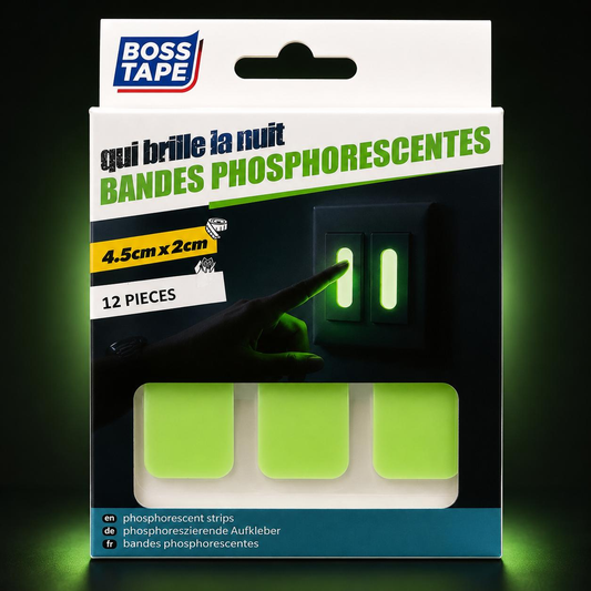Bandes Phosphorescentes 4,5 x 2 cm BOSS TAPE – Lot de 12