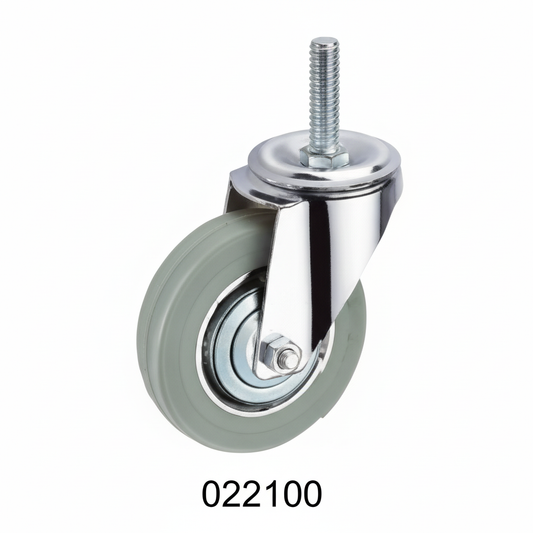 Roue caoutchouc industriel pivotante avec tige 100mm gris 022100 - photo professionnelle