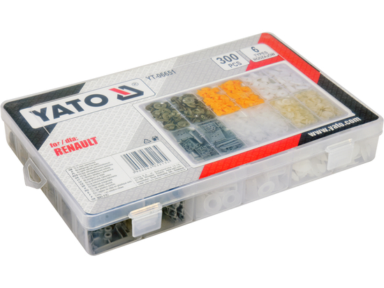 Assortiment 300 Clips de Garniture Renault YATO YT-06651 — 6 Types Pro