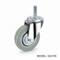 Roue industrielle pivotante 160mm bandage caoutchouc gris tige filetée