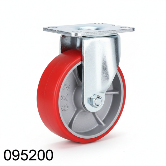Roue fonte PU fixe 200mm rouge 095200 - photo professionnelle