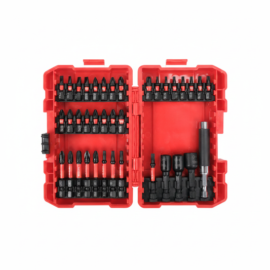 Jeu d'embouts impact 37 pcs YATO YT-04616 coffret rouge ouvert vue intérieure