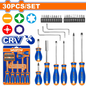Coffret Tournevis 30 Pcs CR-V Magnétique WADFOW WSS1430
