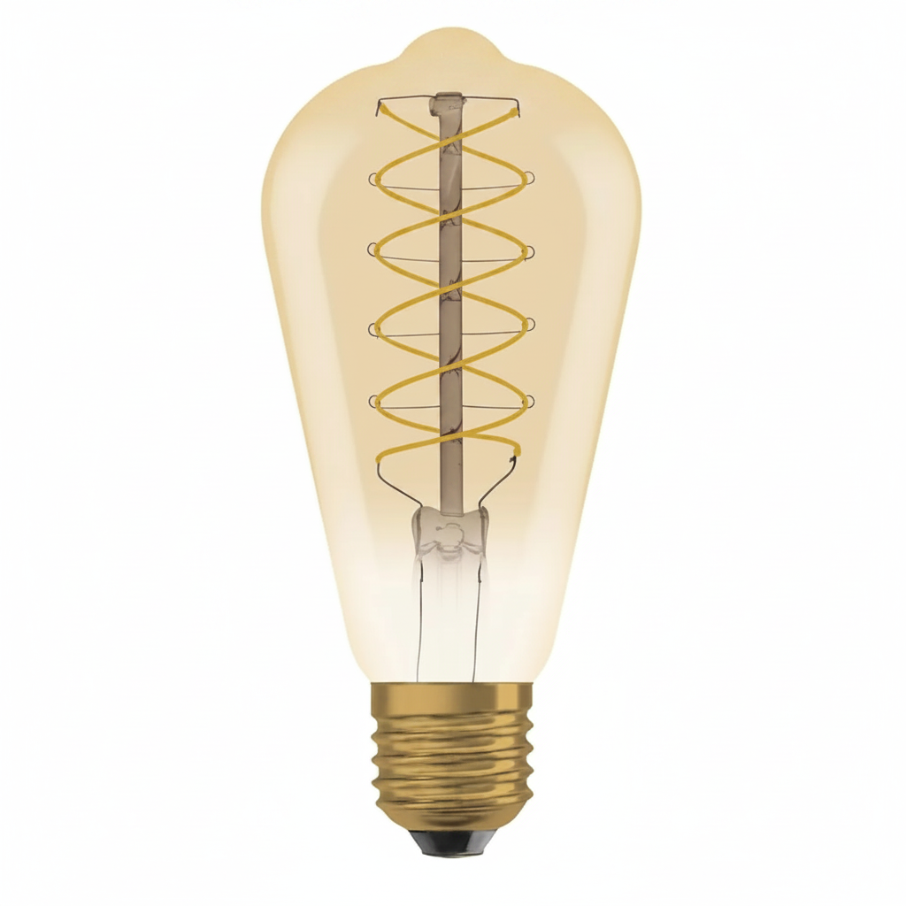 Ampoule LED filament spiral vintage E27 4W ST64 verre ambré 2000K - format carré