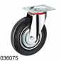 Roue caoutchouc industriel pivotante avec plaque 75mm noir 036075 - photo professionnelle
