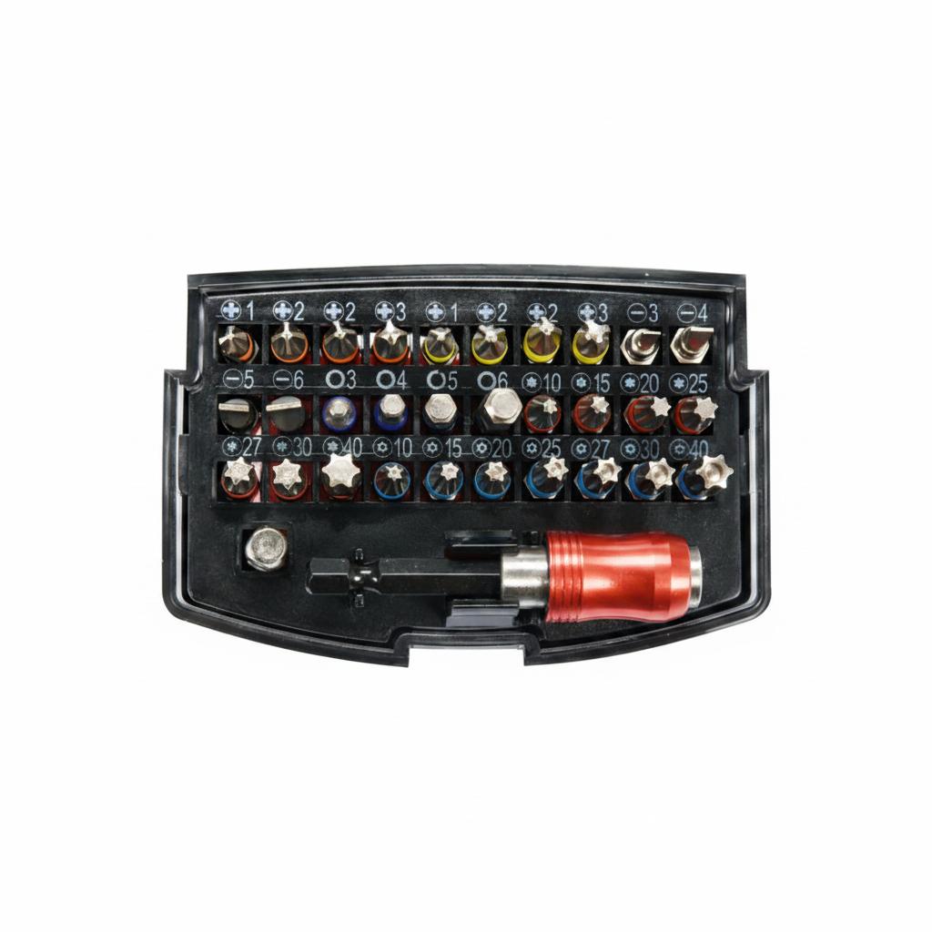Jeu d'embouts tournevis 32 pcs YATO YT-04622 vue intérieure coffret ouvert