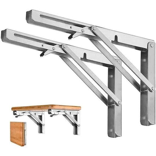 Support etagère Pliante  inox  – Pack de 2 Consoles - 41 CM