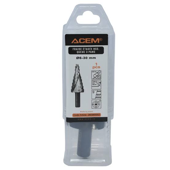Fraise étagée HSS ACEM 6-30 mm – Meche pyramide Queue 10 mm