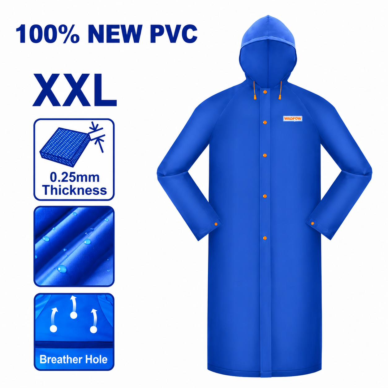 Imperméable Veste + Pantalon XL WADFOW WRC3XXL — Combinaison Pluie Protection Chantier Travaux Extérieurs | SQES Tunisie
