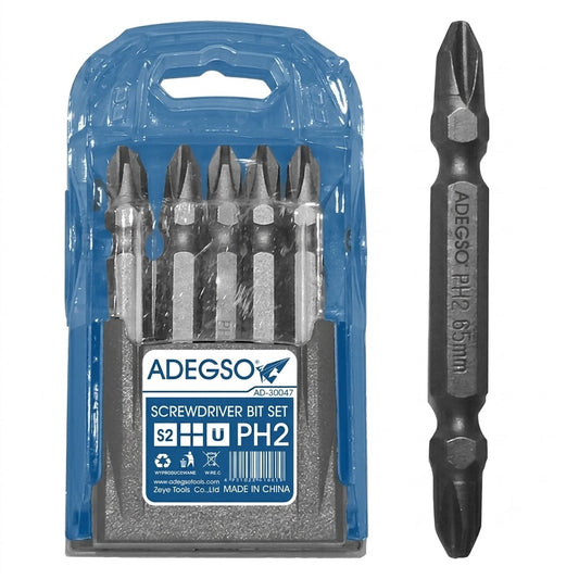 Jeu de 10 embouts doubles PH2 65 mm ADEGSO AD-30047 — Screwdriver Bits Set S2 PH2 pour visseuse compatible | SQES Tunisie
