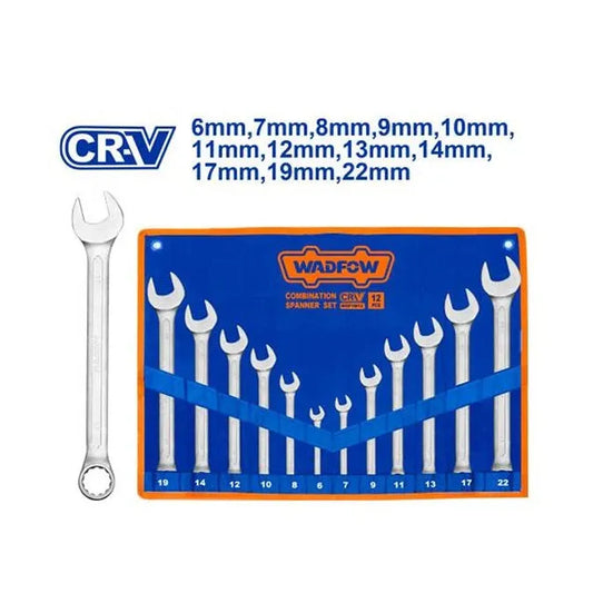 Jeu 12 Clés Mixtes WADFOW WSP1M12 — Cr-V 6-22mm Poli Chrome Anti-Rouille Mécanique Auto Moto Industriel | SQES Tunisie
