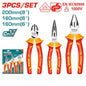 Jeu 3 pinces isolées 1000V TOTAL THT2K0302 Cr-V – béc long 160mm, coupante diagonale 160mm, universelle 200mm, électricité haute tension