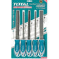 Jeu 5 limes TOTAL THT918516 acier T12 200mm – lime ronde, carrée, triangulaire, plate et demi-ronde, bois métal finition
