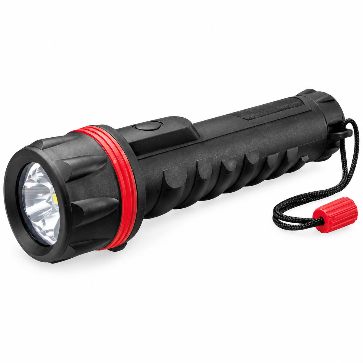 Lampe torche LED VALEX FORCE 1152079, fonctionnant avec 2 piles AA et annoncée imperméable, idéale pour maison, atelier, voiture et camping.