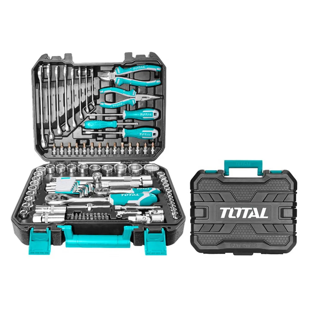 Mallette outils TOTAL 100 pièces 1/2 et 1/4 pouce BMC douilles embouts pinces clés – SQES Tunisie
