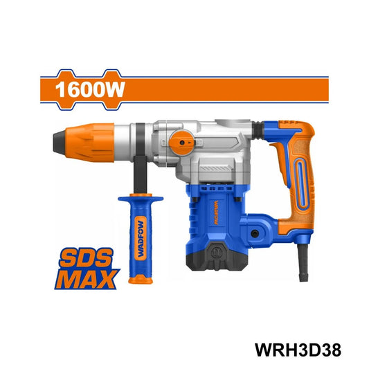 Marteau Perforateur WADFOW WRH3D38 — 1600W SDS Max 10J 38mm Béton Couronne 100mm 3800 Coups/min Anti-Vibration Démolition Construction | SQES Tunisie
