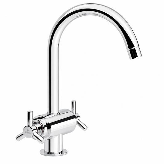 Mélangeur Lavabo SOPAL Série Monastir 04B1A04 — Laiton Bec Rond Fixe Cartouche Céramique 70 000 Cycles Flexibles Sertis Garantie 5 Ans | SQES Tunisie
