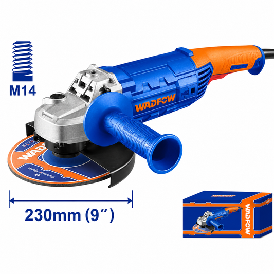 Meuleuse d'Angle WADFOW WAG852001 — 2000W 230mm 9" 6500 RPM M14 Découpe Métal Béton Acier Meulage Industriel Chantier | SQES Tunisie
