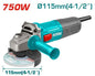 Meuleuse angulaire TOTAL TG10711556 750W – disque 115mm, broche M14, 12000 tr/min, 220-240V, poignée auxiliaire incluse, meulage ébavurage découpe