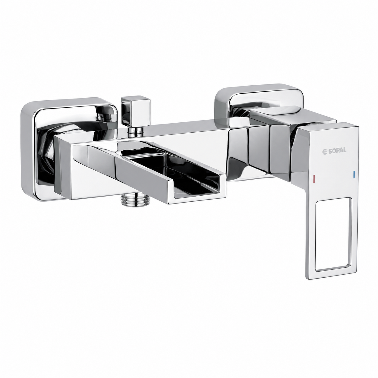 SOPAL Mitigeur Bain/Douche Mural Série Zaghouan Réf. 06F3A04 — Bec Bain Intégré, Inverseur Automatique Verrouillable, Cartouche Céramique Ø35mm Water Saving, Chromé NF EN ISO 1456, Laiton, Garantie 5 Ans, Made in Tunisia | SQES Tunisie
