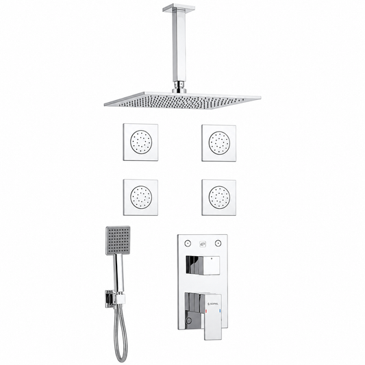 Mitigeur Douche Encastré Hydromassage Rain Shower Plafonnier SOPAL Série El Jem 06F4A04 — Cartouche Ø40mm Water Saving Rosace Carrée Garantie 5 Ans | SQES Tunisie
