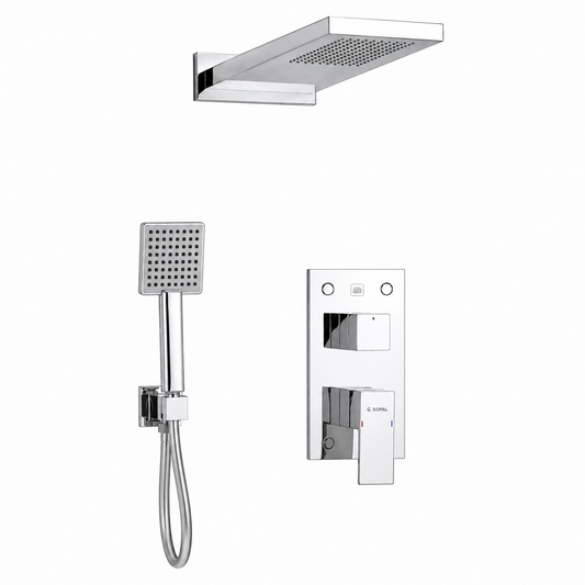 Mitigeur Douche Encastré Pommeau Mural SOPAL Série El Jem 06FGA04 — Cartouche Ø40mm Water Saving Rosace Carrée Jet Simple Garantie 5 Ans | SQES Tunisie
