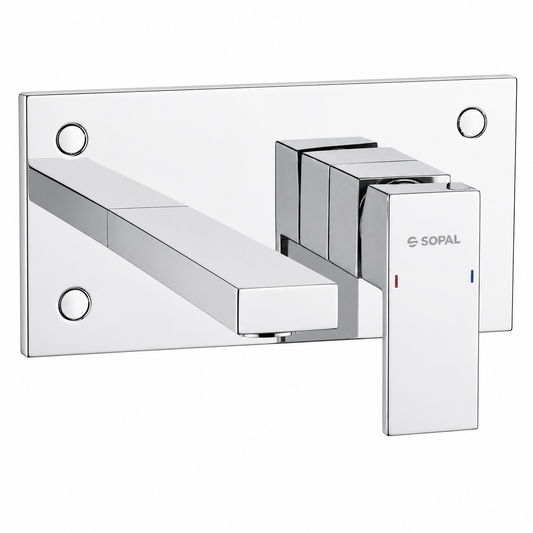 Mitigeur Lavabo Encastré SOPAL Série El Jem 06F9A04 — Rosace Carrée Monocommande Cartouche Céramique Ø35mm Économie d'Eau Garantie 5 Ans | SQES Tunisie

