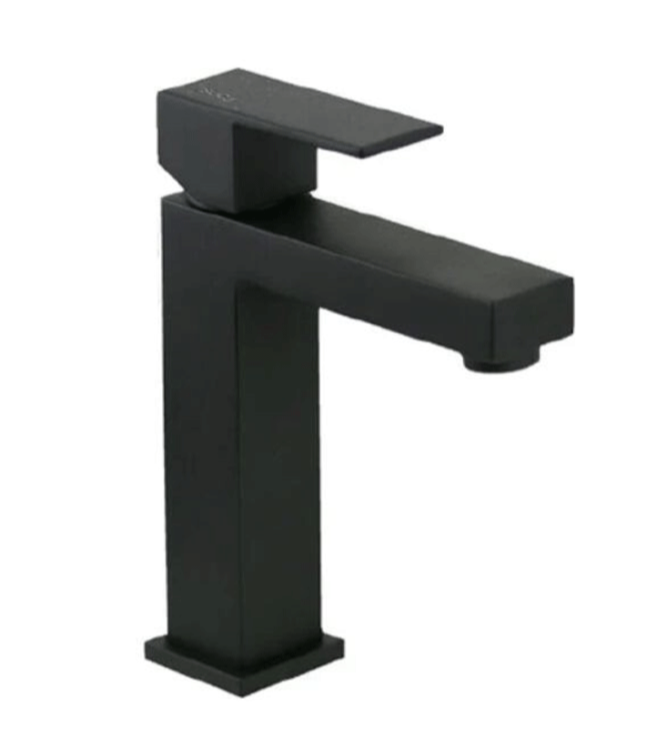 Mitigeur lavabo noir mat FRAMO E200 avec bonde de vidage incluse – design carré, anti-traces, kit complet, fabrication italienne premium
