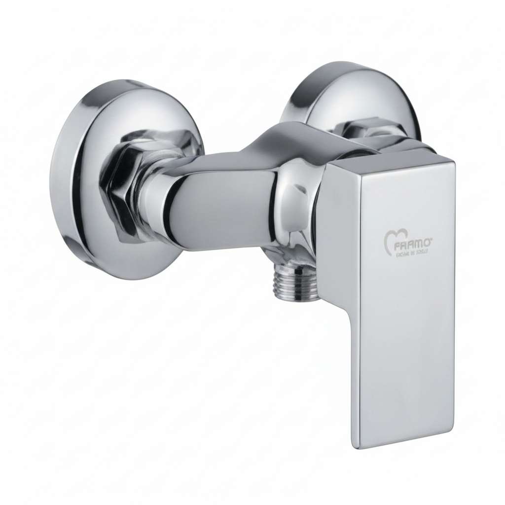 Mitigeur toilette chrome brillant FRAMO E200 – installation murale monocommande, design classique compact, résistant corrosion, fabrication italienne premium
