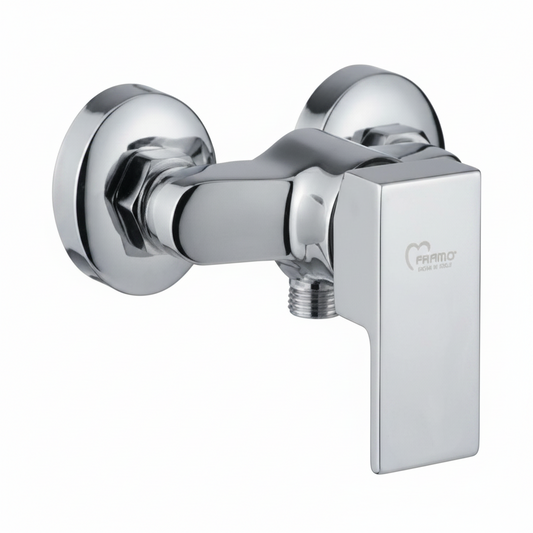 Mitigeur toilette chrome brillant FRAMO E200 – installation murale monocommande, design classique compact, résistant corrosion, fabrication italienne premium
