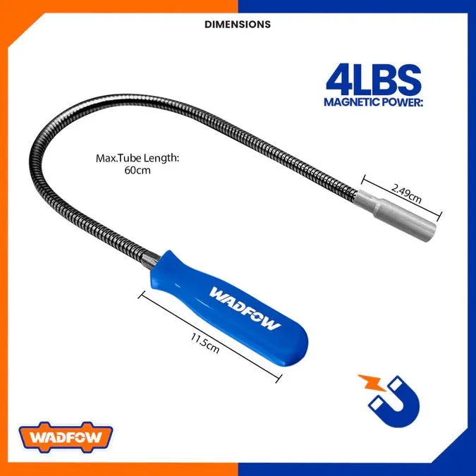 Outil Magnétique Tige Flexible WADFOW WME4E60 — 600mm 4 LBS Acier Carbone Récupération Vis Boulons Atelier | SQES Tunisie
