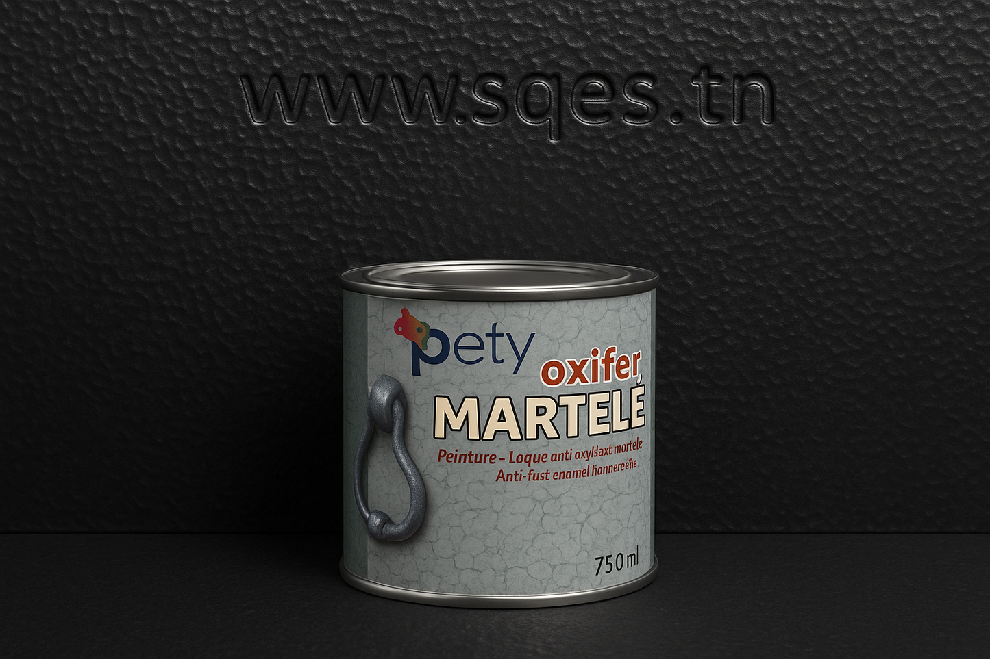 Oxifer Martelé Noir PETY 750ml – laque antioxydante 2en1 effet martelé, anti-rouille direct sur métal, finition noire sophistiquée intérieur et extérieur
