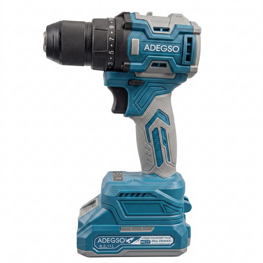 Perceuse-visseuse brushless ADEGSO AD-40353 21 V 13 mm avec 2 batteries | SQES Tunisie
