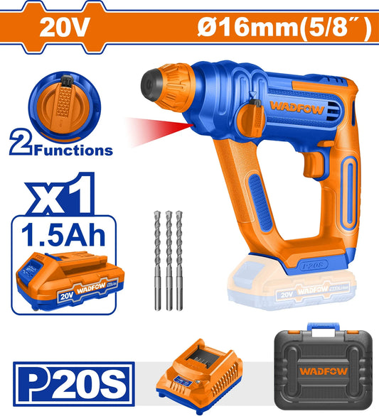 Perforateur Sans Fil WADFOW WLM1B161 — 20V SDS Plus 1.5J Béton LED Mallette | SQES Tunisie

