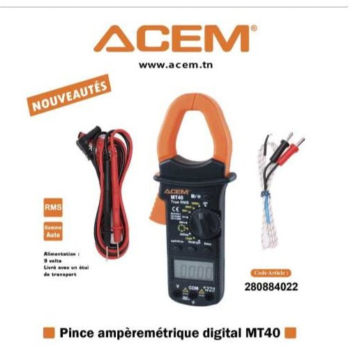 Multimètre Numérique  AVEC  Pince ampèremétrique ACEM - MT40