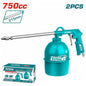 Pistolet de mazoutage TOTAL TAT20751 215mm – 4 bar, 0,75L, 4 connecteurs inclus (Europe, USA, Nitto, Italie), boîte couleur
