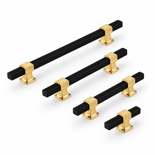 Poignée de meuble 28246 finition Doré Noir disponible en dimensions 128 mm et 160 mm chez SQES Tunisie.