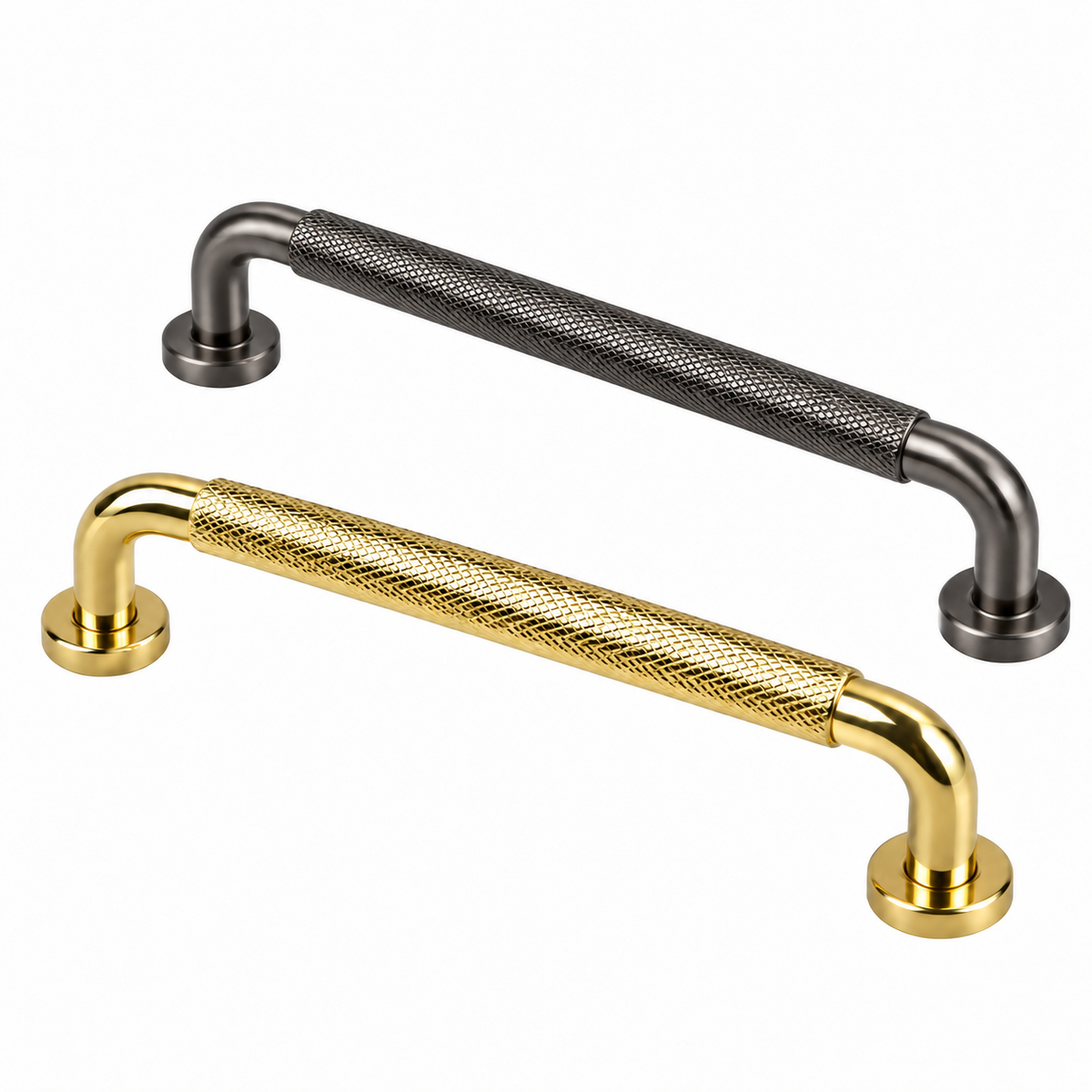 Poignée de meuble 28550 disponible en finitions Doré et Fumé, dimensions 128 mm et 192 mm chez SQES Tunisie.