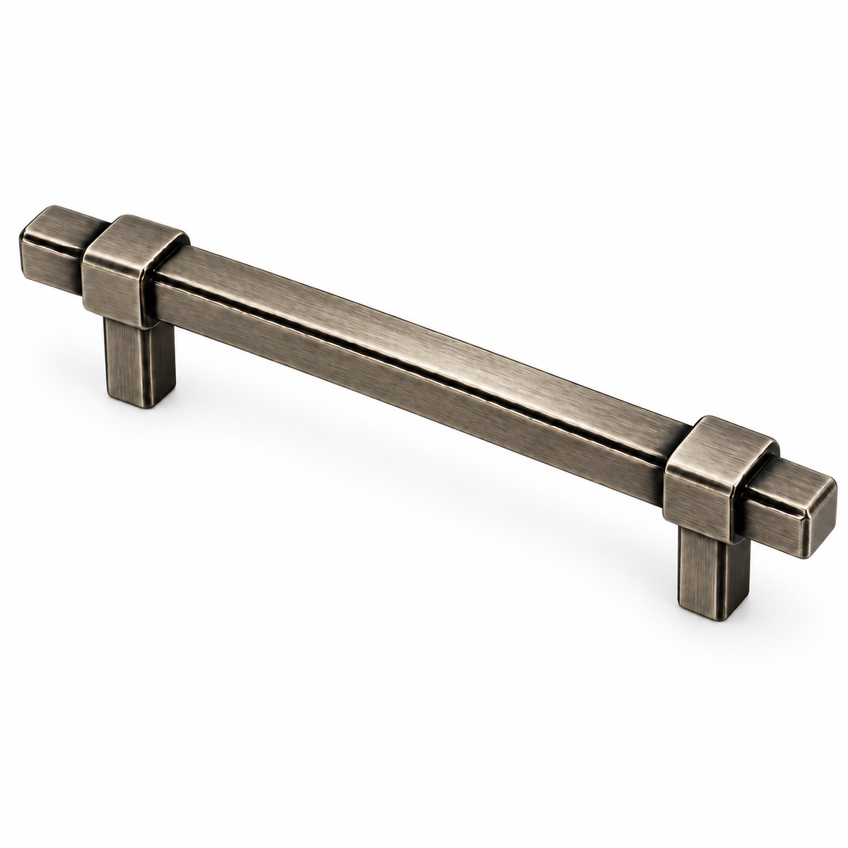 Poignée de meuble 28561 finition Gris Antique, dimension 128 mm, pour cuisine, dressing et ameublement.