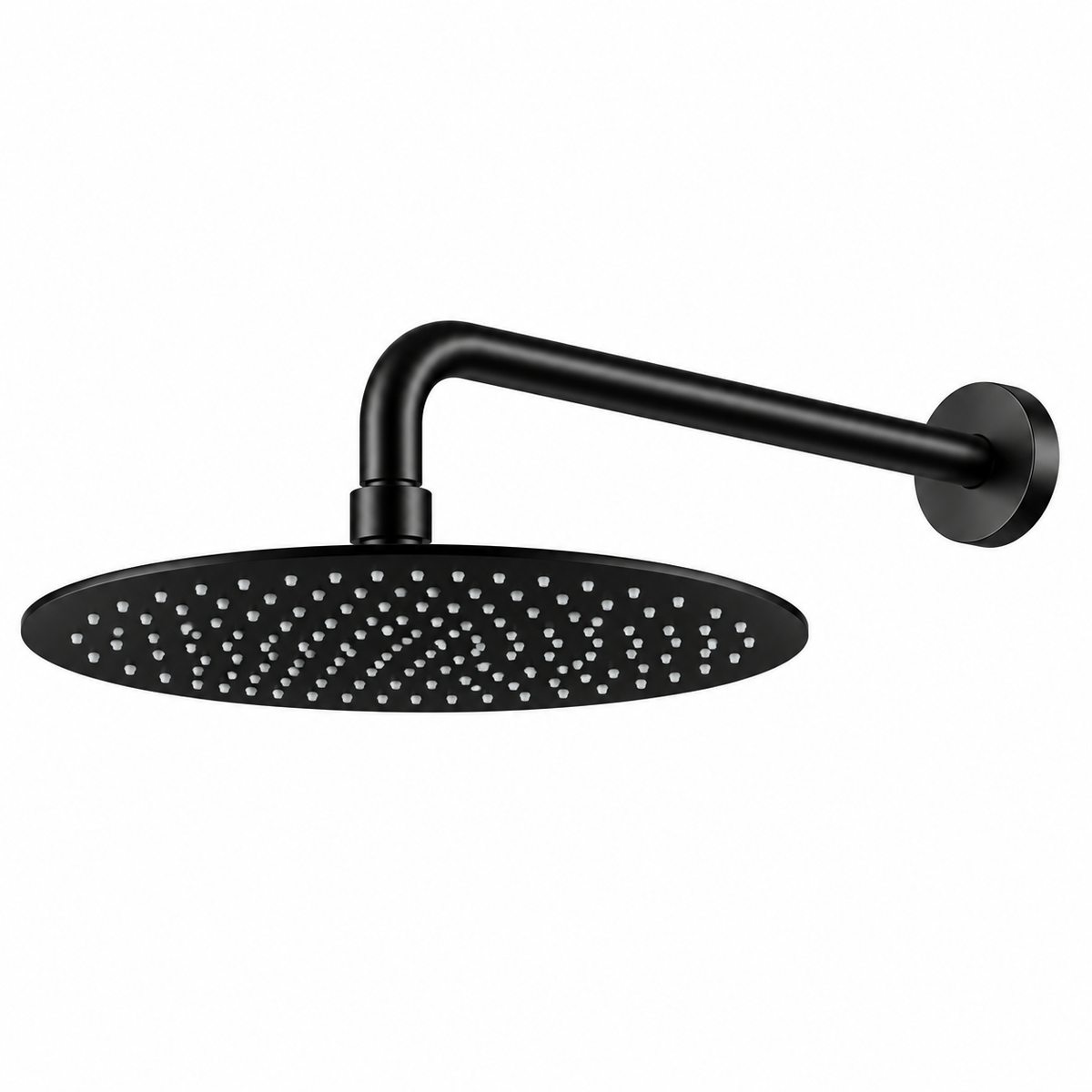Pomme de douche ronde Ø20 cm OIOLI MICRO WESB003/08 noire avec bras mural courbé installation murale salle de bain | SQES Tunisie
