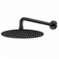 Pomme de douche ronde Ø20 cm OIOLI MICRO WESB003/08 noire avec bras mural courbé installation murale salle de bain | SQES Tunisie
