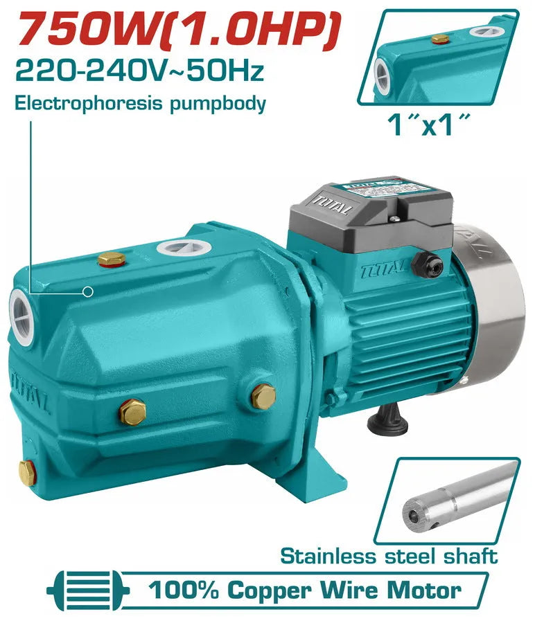 Pompe à Jet Auto-Amorçante TOTAL TWP64006 750W 1CV Refoulement 45m 3600 L/h — SQES Tunisie
