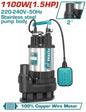 Pompe Submersible TOTAL TWP7110016 1100W 1.5CV 25000 L/h Refoulement 15m Drainage Irrigation — SQES Tunisie
