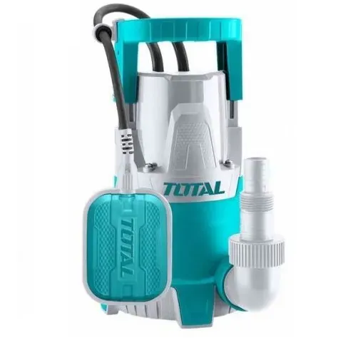 Pompe vide-cave TOTAL TWP87506 750W (1CV) – débit 217L/min, refoulement 8m, aspiration 7m, câble 9m, flotteur automatique, raccord 1", eaux chargées
