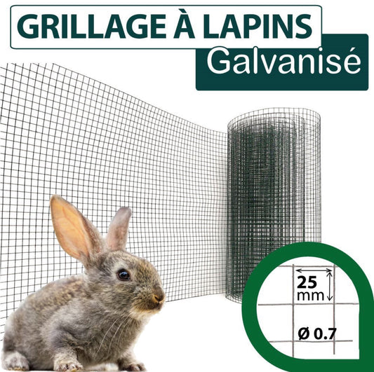 Grillage de Treillis Soudé Galvanisé Rouleau de 25 mètres – Maille 25x25 pour Jardin
