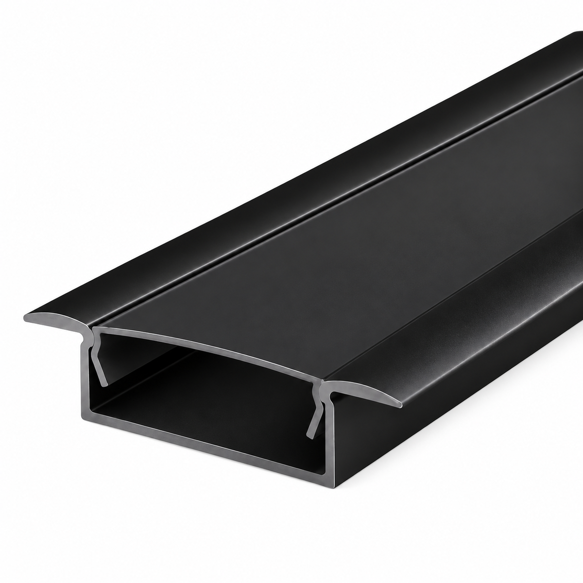 Profilé LED aluminium noir FBS GROUP disponible en 8 × 14 mm et 10 × 10 mm pour intégration de rubans LED.